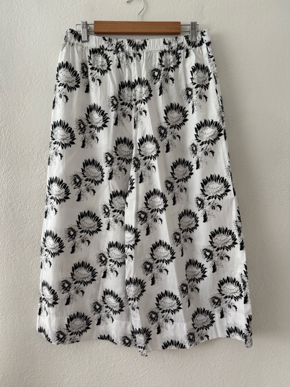 Madewell Pull-On Culottes in Cotton Poplin Wide Leg Med Graphic Sunflowers White - Picture 7 of 10